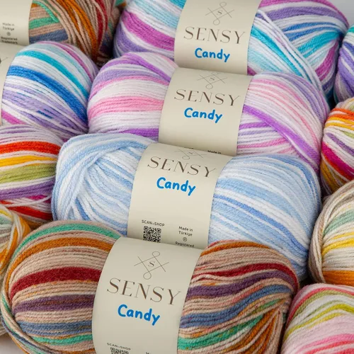 Vista 8 de Sensy Candy Yarn - Hilo de 5 madejas, 3.5 onzas, 251 yardas, multicolor para ganchillo y tejido, calibre ligero 3