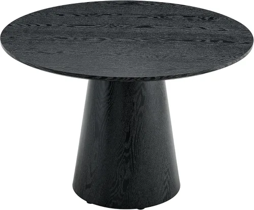 Vista 3 de Mesa de comedor negra, mesa de comedor redonda de 45 pulgadas para 4-6, mesa de comedor moderna con base estable, mesa de cocina negra que ahorra