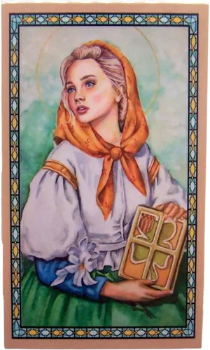 Vista 2 de Saint Dymphna 78-Inch peltre Medalla Colgante con tarjeta de oración Santo