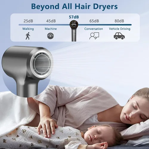 Vista 6 de Secador de Cabello, Secadores de Cabello Iónicos para Mujeres/Hombres, 110,000 RPM Pantalla HD Profesional Secador de Soplado de Alta Velocidad