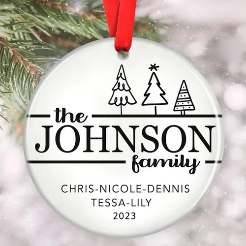 Vista 3 de Adornos familiares personalizados, adorno de Navidad familiar, decoración del hogar de Navidad, regalos de Navidad para la familia, adornos de árbol