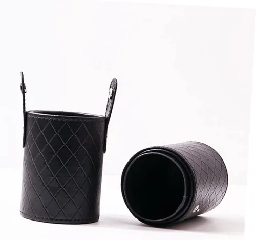 Vista 6 de PartyKindom Portable Makeup Brush Organizer Capacity Pu Brush Bucket for Cosmetics Storage Stylish Pattern Makeup Tool Holder for Travel and Home Use