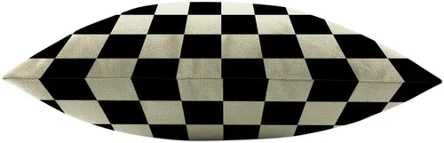 Vista 3 de Mugod Funda de almohada decorativa de tablero de ajedrez, patrón geométrico a cuadros, algodón y lino, fundas de almohada cuadradas estándar