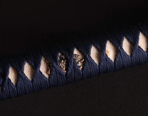 Vista 7 de Espada Katana Samurai, espada forjada a mano, acero de alto carbono 1095, práctica, corte real, afilada, hoja de espiga completa, Tsuba temática