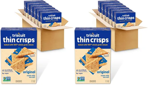 Vista 22 de Triscuit Galletas de Trigo Integral Finas y Crujientes Originales, Snacks Veganos, Galletas para Snacks al Por Mayor, Paquete de 6 Cajas de 7.1