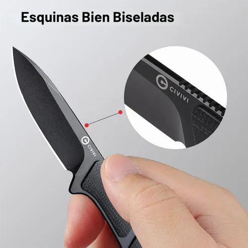 Vista 5 de CIVIVI Mini Elementum Cuchillo de hoja fija con una funda Kydex y una cadena para transporte de cuello EDC, pequeño cuchillo esqueletizado de espiga