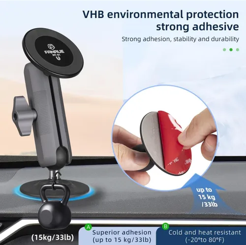 Vista 3 de FANAUE SC-03T9 - Soporte de coche compatible con cabezal de bola de tamaño B, soporte magnético para salpicadero, parabrisas y otros accesorios
