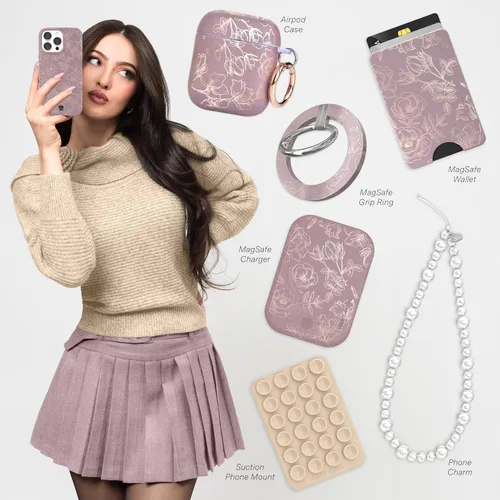 Vista 912 de VELVET CAVIAR Funda para iPhone 15, compatible con MagSafe, probada contra caídas de 10 pies, fundas protectoras de diseño, leopardo color rosa