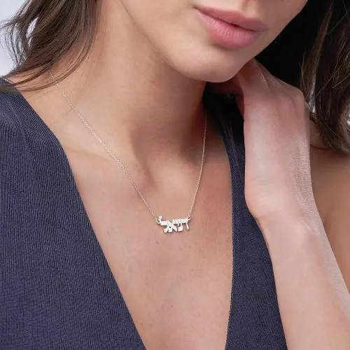 Vista 4 de MYKA - Collar con nombre hebreo personalizado, placa de identificación personalizada, regalo con letras judías para ella, él, hombres, mujeres