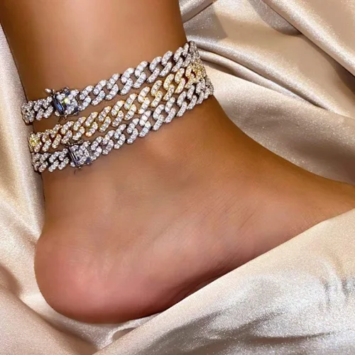Vista 5 de TOPGRILLZ Ankle Bracelets for Women Gold Jewelry Cuban Anklet for Women Cuban Link Anklet 8mm 14K Gold Plated Fashion Foot Gift 7", 8,9,10,11
