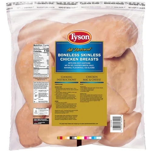 Vista 2 de Tyson Pechugas de pollo deshuesadas y sin piel, congeladas, 2.5 libras