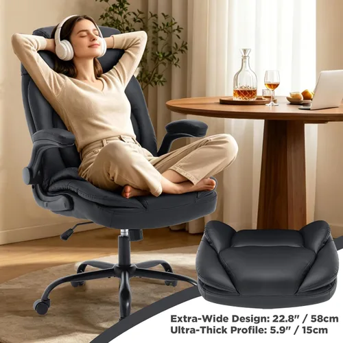 Vista 5 de Silla ergonómica de escritorio ejecutiva con soporte para la espalda, color negro
