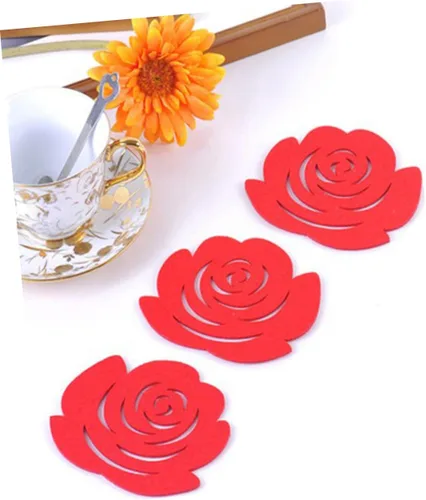 Vista 2 de MAGICLULU Posavasos antideslizantes con forma de flor y rosas, 6 uds