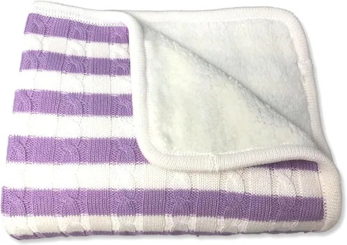Vista 13 de Magnolia Cable Knit and Sherpa Baby Blanket (Beach Glass)