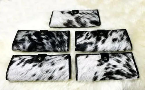Vista 6 de NGF Cartera de cuero de vaca con cremallera para mujer, bolso de mano de cuero real en cartera, bolso organizador de bolso para mujer