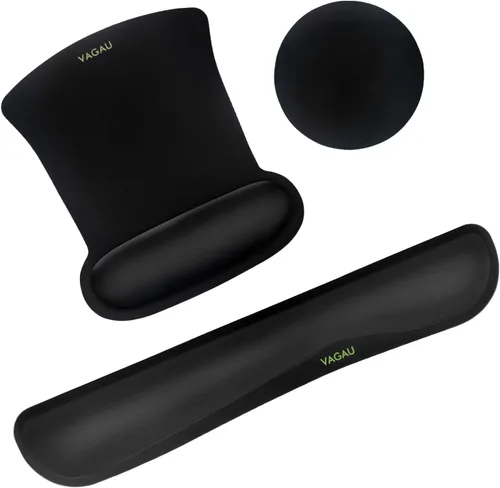 Vista 12 de VAGAU Reposamuñecas Premium para Teclado y Soporte de Muñeca para Mouse Pad, Juego de Espuma Viscoelástica Ergonómica para Oficina, Laptop, Mac