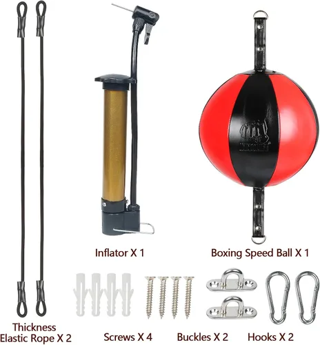Vista 3 de InnoLife Kit de saco de boxeo de doble extremo con bola de perforación, kit de reacción de velocidad con cordones elásticos, perfecto