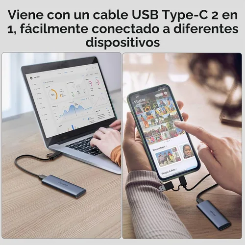 Vista 7 de SSD externo de 500 GB - Unidad de estado sólido externa SSD portátil
