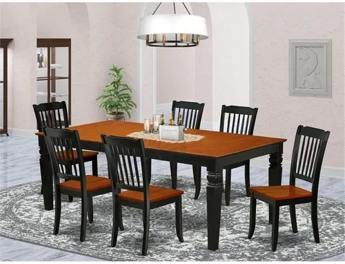Vista 2 de Atlin Designs Juego de comedor de 7 piezas con mesa rectangular en color negro