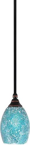 Vista 58 de Toltec Lighting Tallo Colgado Mini colgante, acabado de cobre negro, 3.5" cuadrado humo burbuja vidrio