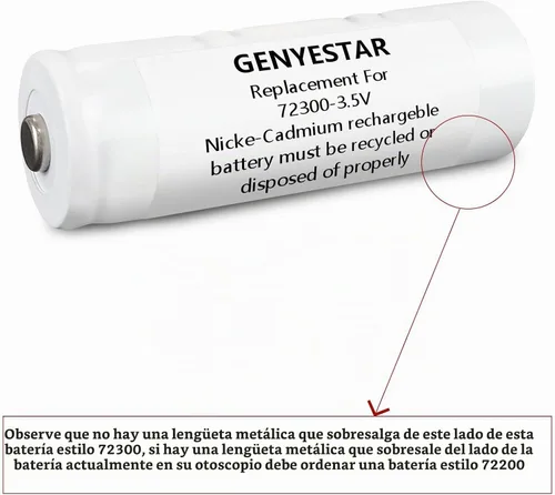 Vista 2 de Batería de repuesto para baterías recargables Welch Allyn 72300 1300 mAh