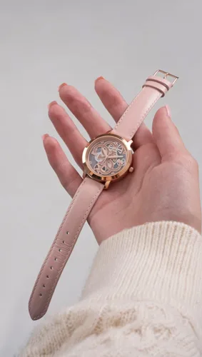 Vista 3 de GUESS Reloj de 1.417 in para mujer - Pulsera rosa esfera de oro rosa caja en tono oro rosa, Rosado, Classic