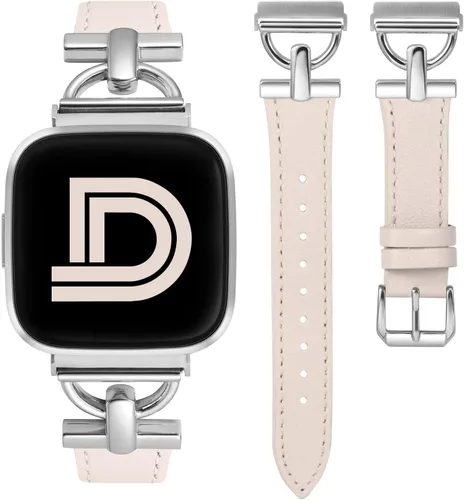 Vista 12 de Wearlizer Correa de cuero compatible con Fitbit Versa 2 correas para mujer, elegante correa de cuero delgada con hebilla de metal en forma de D