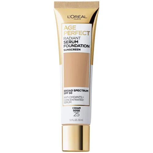 Vista 24 de L'Oreal Paris Age Perfect - Base de suero radiante con SPF 50, almendra, 1 onza