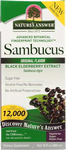 Vista 9 de Nature's Answer Sambucus Suplemento dietético, original para apoyo diario inmunológico y antioxidante, fabricado en los Estados Unidos, sin alcohol