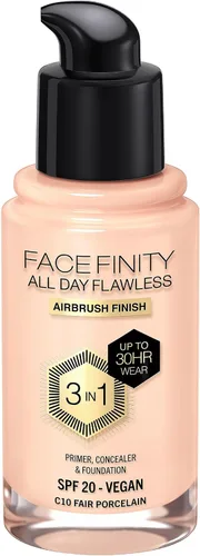 Vista 9 de Max Factor Facefinity 3 en 1 base de maquillaje líquida todo el día sin imperfecciones, SPF 20-32 Beige claro, 30 ml