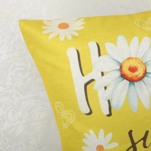 Vista 4 de Bonhause Juego de 4 fundas de cojín decorativas de 18 x 18 pulgadas con diseño de margaritas de gnomos y flores de primavera y verano, camión, Love