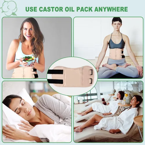 Vista 7 de DEROWN Paquete de aceite de ricino, menos desorden, algodón orgánico e impermeable PUL, kit de masaje reutilizable con diseño antifugas