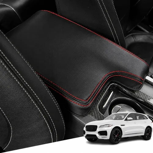 Vista 47 de Great-luck Funda de cuero para consola central, almohadilla para reposabrazos, accesorios de cubierta de caja (costuras rojas) para BMW X1 2023 2024