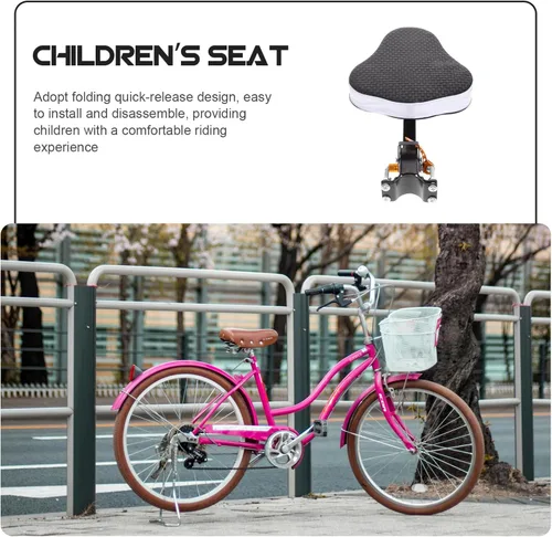 Vista 9 de Happyyami Asiento de bicicleta para niños, asiento de bicicleta de montaña cómodo acolchado fácil de instalar