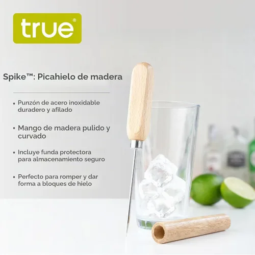 Vista 2 de True Spike - Herramienta de acero inoxidable con tapa y mango de madera para cócteles, restaurantes, bares, camping, accesorios de bar en casa, 8.5