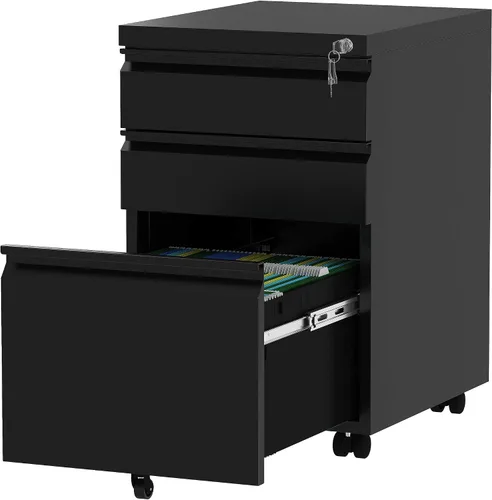 Vista 6 de YITAHOME Archivador con estación de carga, gabinete de mesa de impresora para oficina en casa, carrito de soporte de impresora, compatible con A4