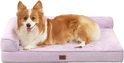 Vista 55 de EHEYCIGA - Cama ortopédica para perros de tamaño mediano, cama de espuma viscoelástica para perros, color beige Small Dog Sofa with Washable