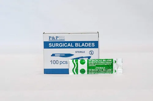 Vista 5 de Cuchillas de bisturí quirúrgicas desechables, acero al carbono estéril de alta calidad, 2.1% 10xx envueltas individualmente por P & P Medical