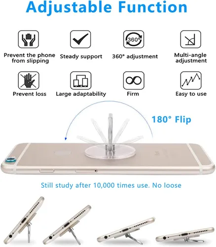 Vista 3 de VOVIGGOL Soporte de anillo para teléfono celular, 5 unidades, soporte de anillo transparente para teléfono, soporte de dedo con rotación de 360