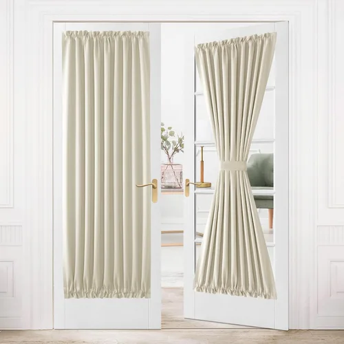 Vista 208 de DWCN Cortinas para Puertas Francesas – Cortinas opacas térmicas con bolsillo para barra para puertas con ventana de cristal, puertas de cocina