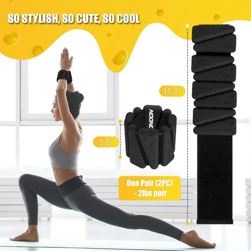 Vista 4 de Pulseras de pesas de tobillo y muñeca de 4 libras / 2 libras para mujer, pulsera de pesas ajustables de silicona para pilates, sujetadores