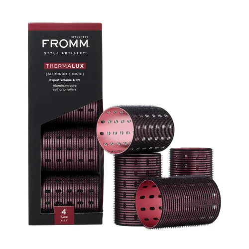 Vista 8 de Fromm Thermalux - Rodillos de pelo de aluminio, rodillos profesionales de autoagarre con núcleo de aluminio y tecnología iónica para volumen, ondas