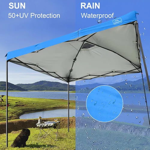 Vista 38 de KAMPKEEPER Cubierta de Repuesto Superior para Carpa Toldo Emergente con Ventilación de Aire y Correa Elástica Ajustable, Poliéster Resistente a Azul