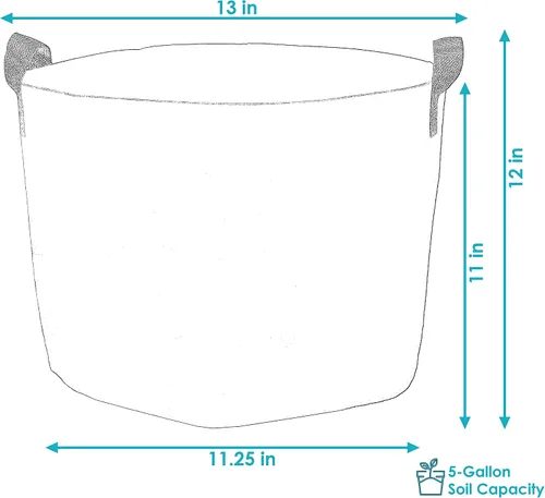 Vista 3 de Sunnydaze 1 paquete de bolsas de cultivo de jardín de 5 galones para verduras, macetas y macetas de tela de fieltro de polipropileno no tejido