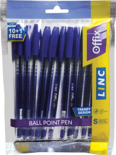 Vista 7 de linc Offix Bolígrafo [azul] - Paquete de 50 unidades, punta lisa de 0.00 pulgadas, tinta de baja viscosidad para escritura constante sin saltos