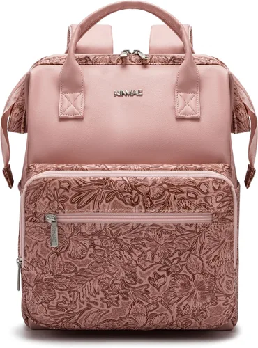 Vista 8 de Kinmac Mochila para laptop para mujeres y hombres, mochila de viaje de gran capacidad para computadora portátil de 15.6 pulgadas, Albaricoque