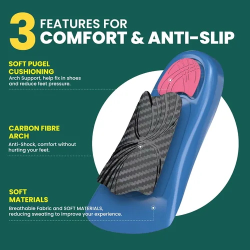 Vista 3 de Plantillas para fascitis plantar para talón – Welnove Arch Support Antideslizante Cojines para aliviar el dolor de talón de pies, taloneras