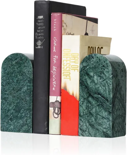Vista 13 de Koville Sujetalibros de mármol italiano de Carrara para estantes, extremos decorativos para libros, 7 libras, soporte de libros de mármol Bianco