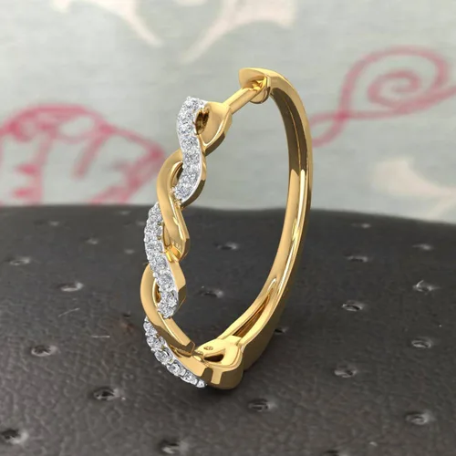 Vista 5 de Aretes de aro trenzados de diamantes de 15 quilates en oro de 10 quilates