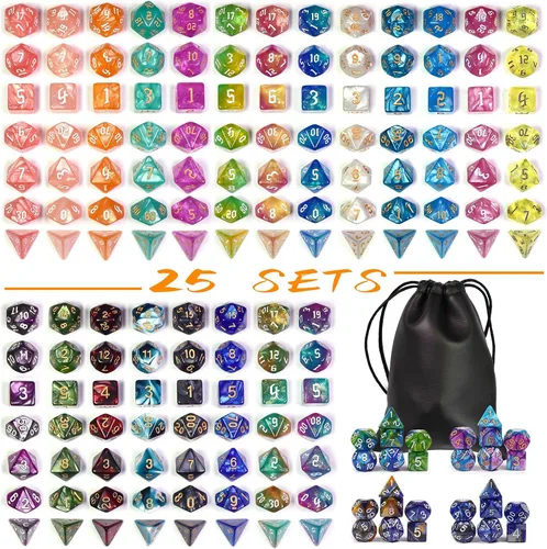 Vista 31 de Juego de 10 dados poliédricos DND (70 piezas) con 2 bolsas de cuero, juego de dados D&D para Calabozos y Dragones, juegos de mesa RPG